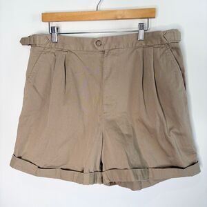 Banana Republic Shorts Khaki Tan Pleated High Waisted Women Size 16